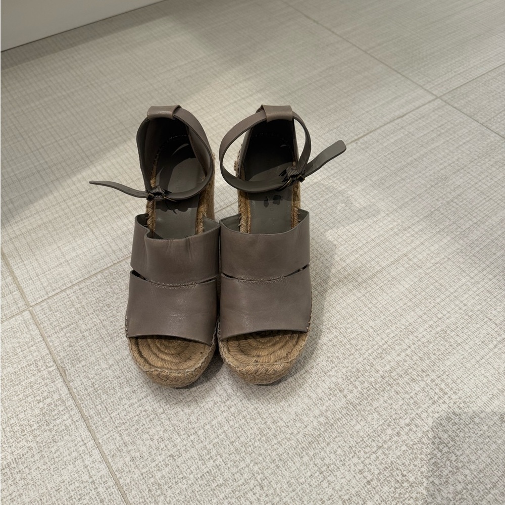 FLASH SALE!!! Women's Grey Leather Espadrille Sandals